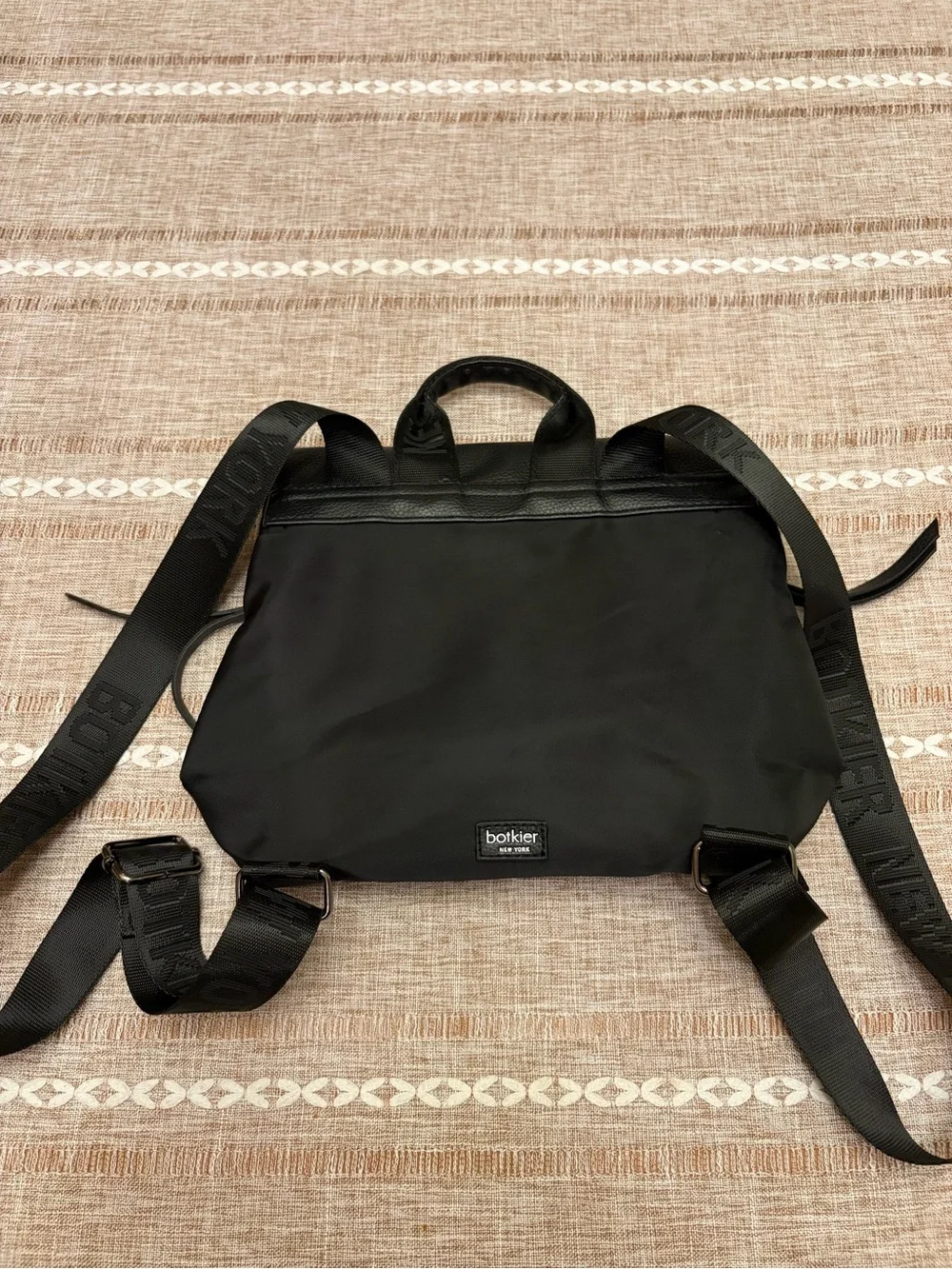 Botkier New York Black Backpack NWOT Nylon Faux Leather Flap Bag